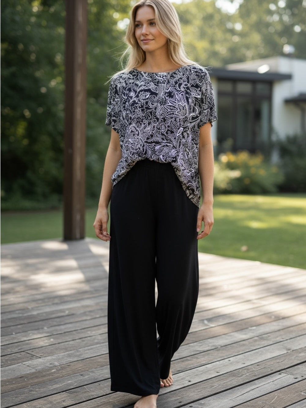 Liz Claiborne Career XL Black White Paisley Blouse